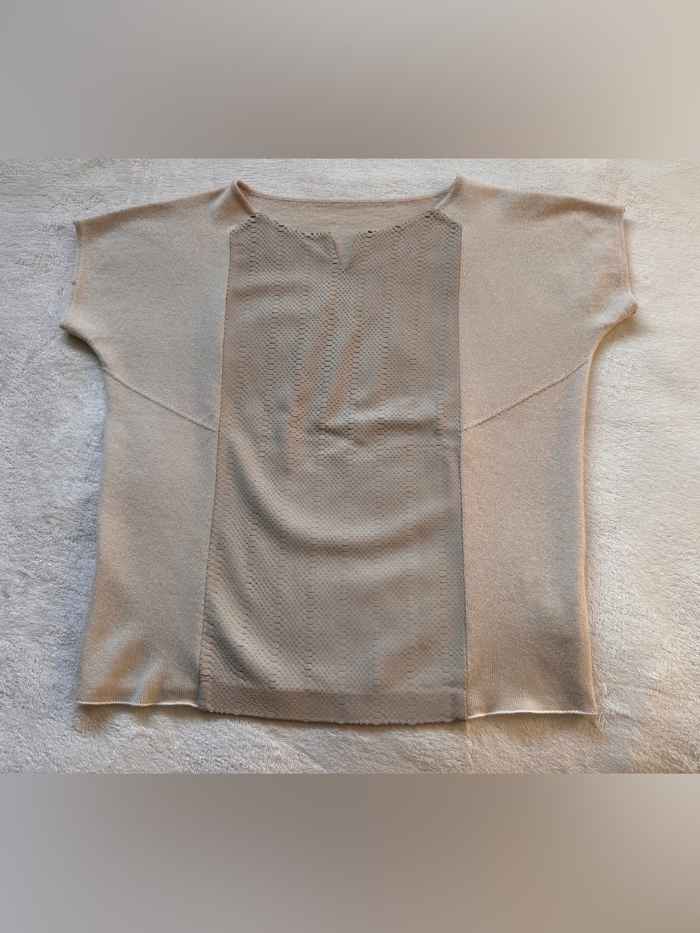Fabiana Filippi cashemere real leather boxy Top Beige in size XS
